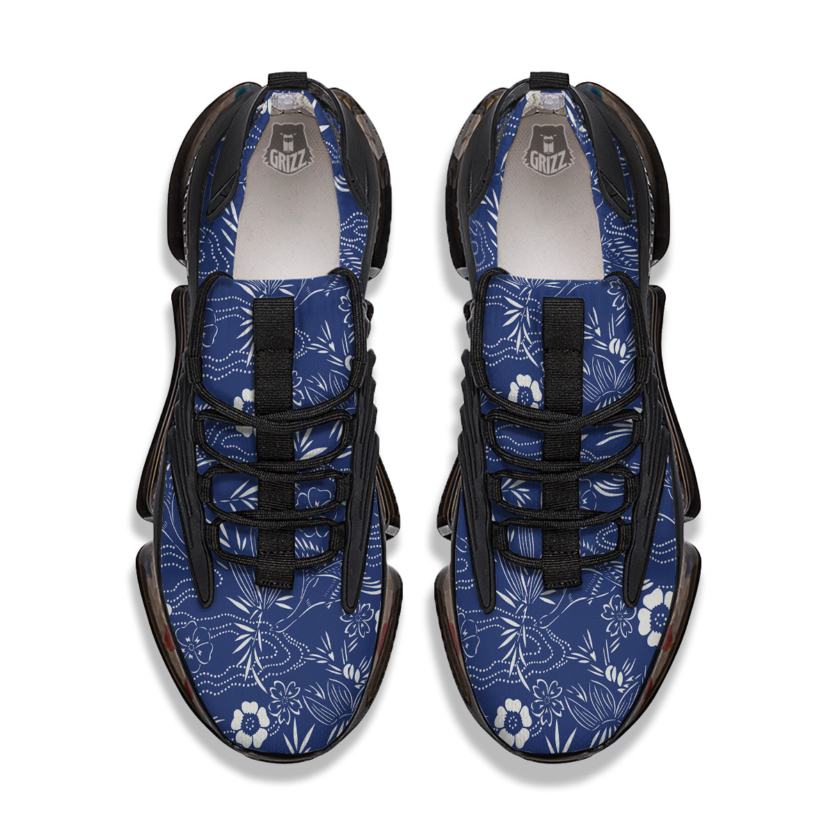 Japanese Vintage Print Pattern Black Gym Shoes-grizzshop