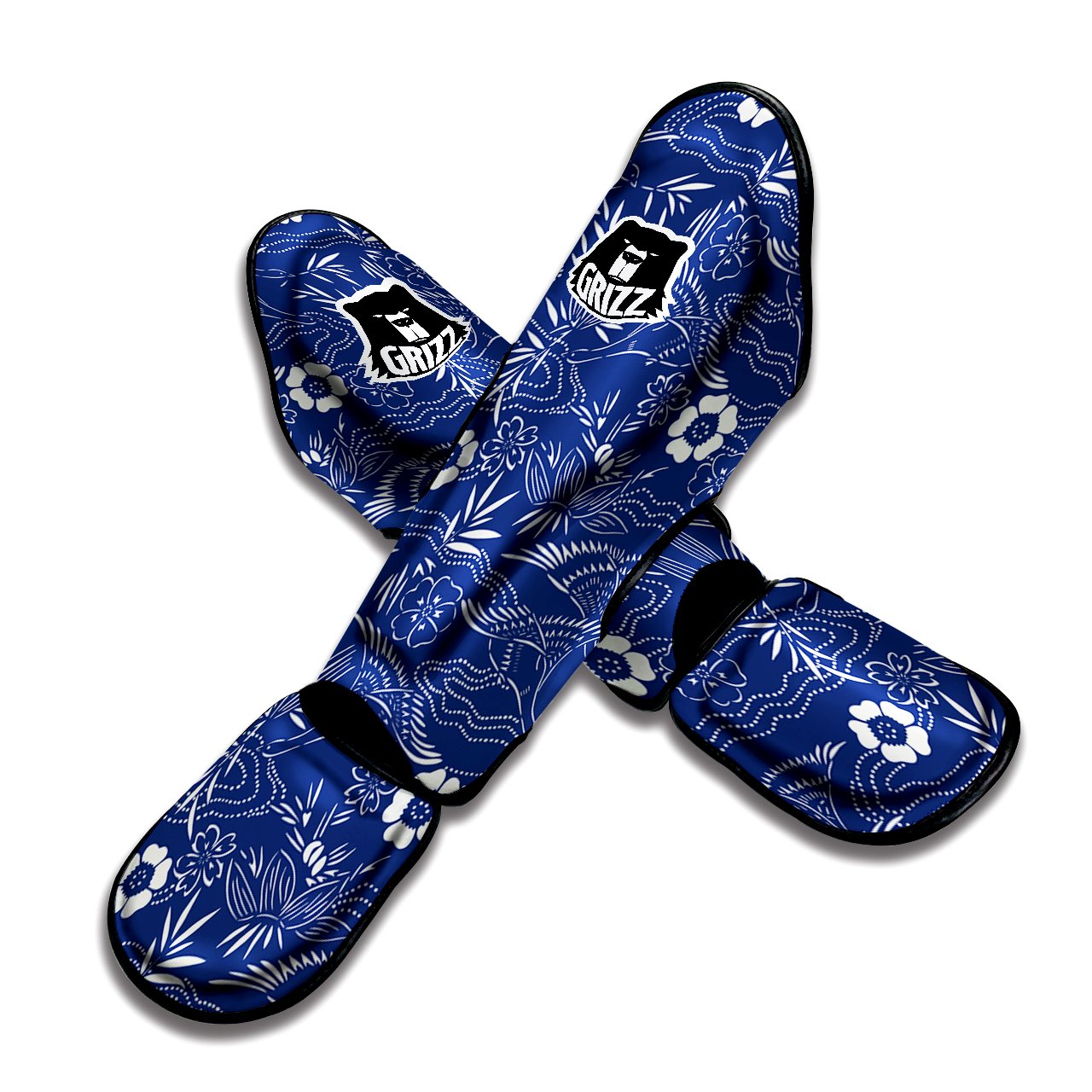 Japanese Vintage Print Pattern Muay Thai Shin Guards-grizzshop