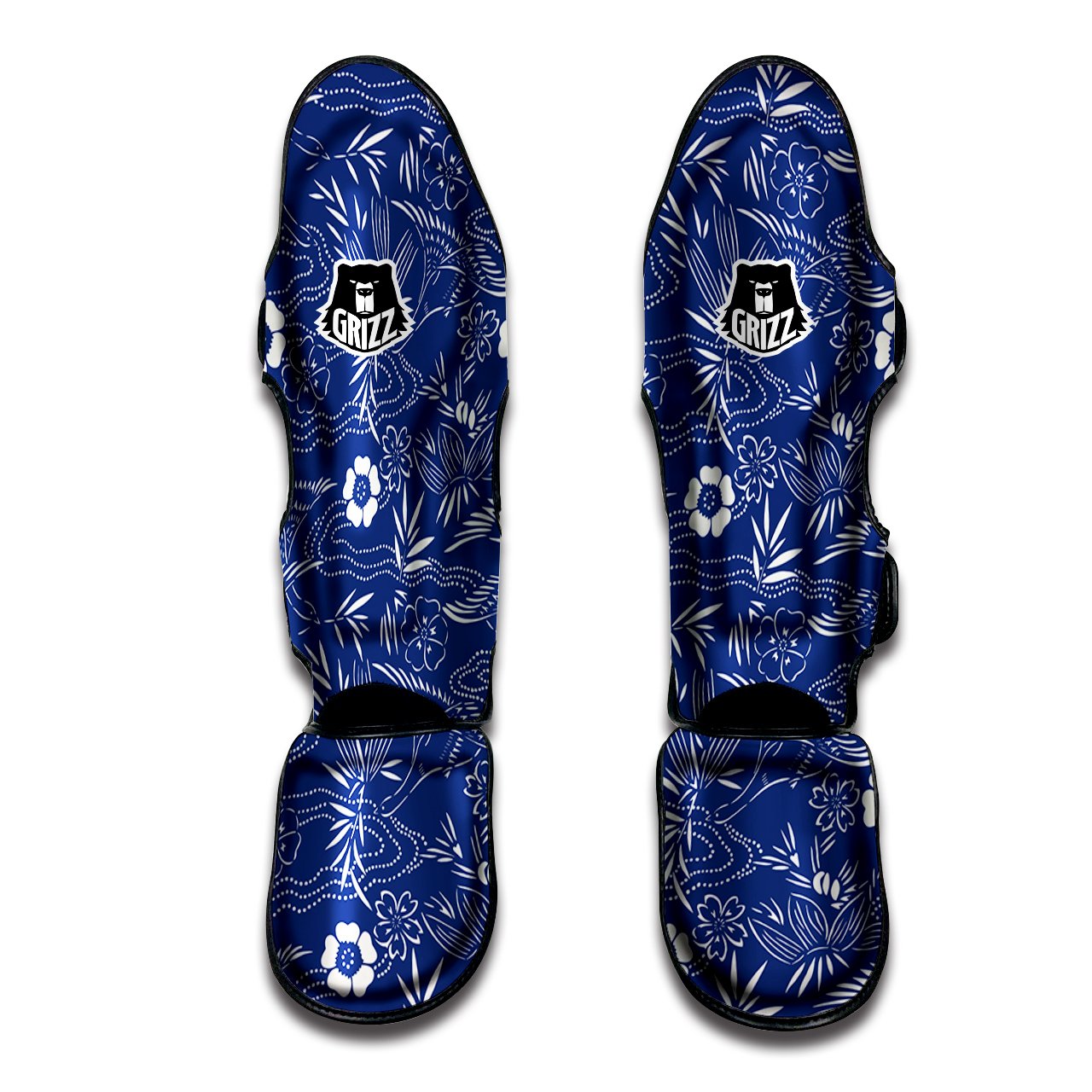 Buffalo Check Black And Violet Print Pattern Muay Thai Shin Guards