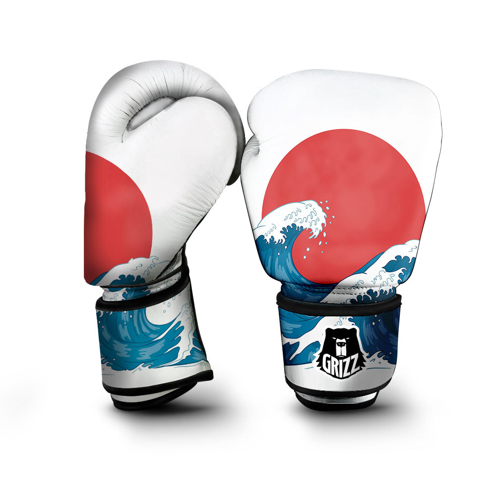 Japanese Wave And Vitage Sea Print Boxing Gloves-grizzshop