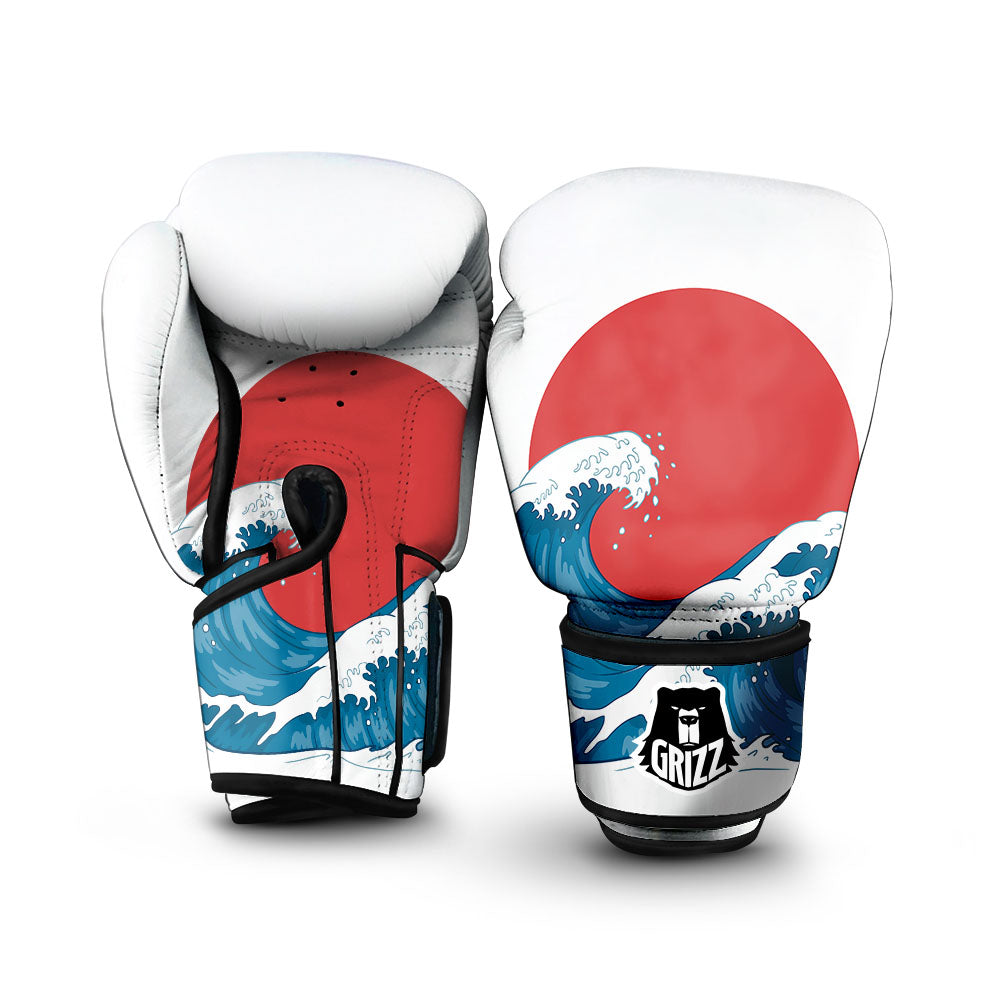 Japanese Wave And Vitage Sea Print Boxing Gloves-grizzshop