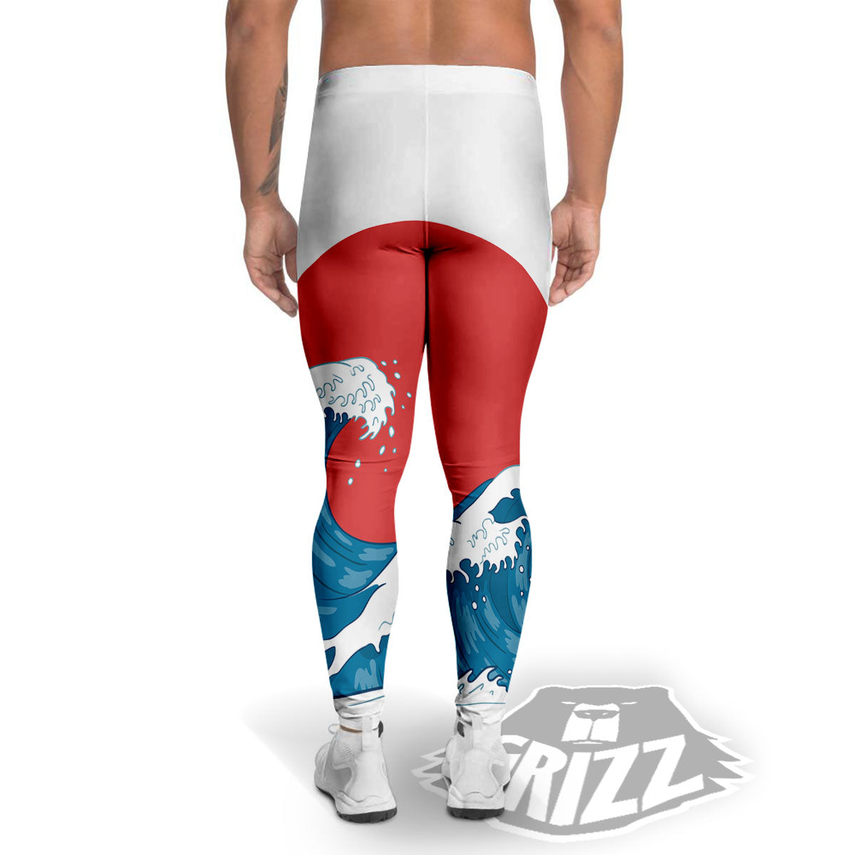 Japanese Wave And Vitage Sea Print Men's Leggings-grizzshop
