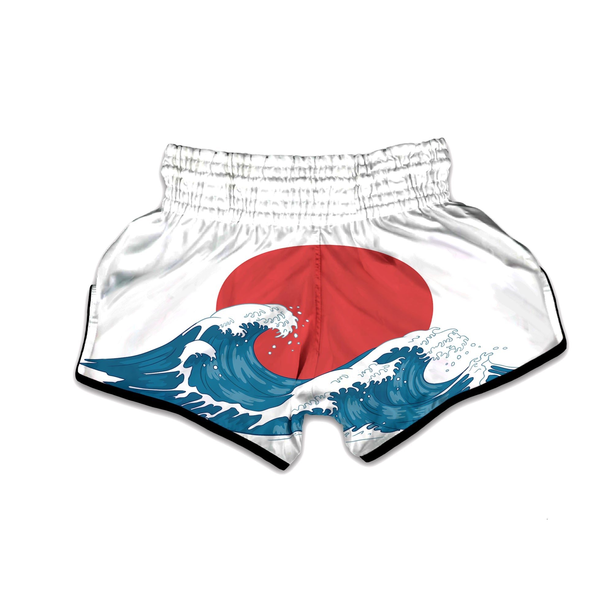 Japanese Wave And Vitage Sea Print Muay Thai Boxing Shorts-grizzshop