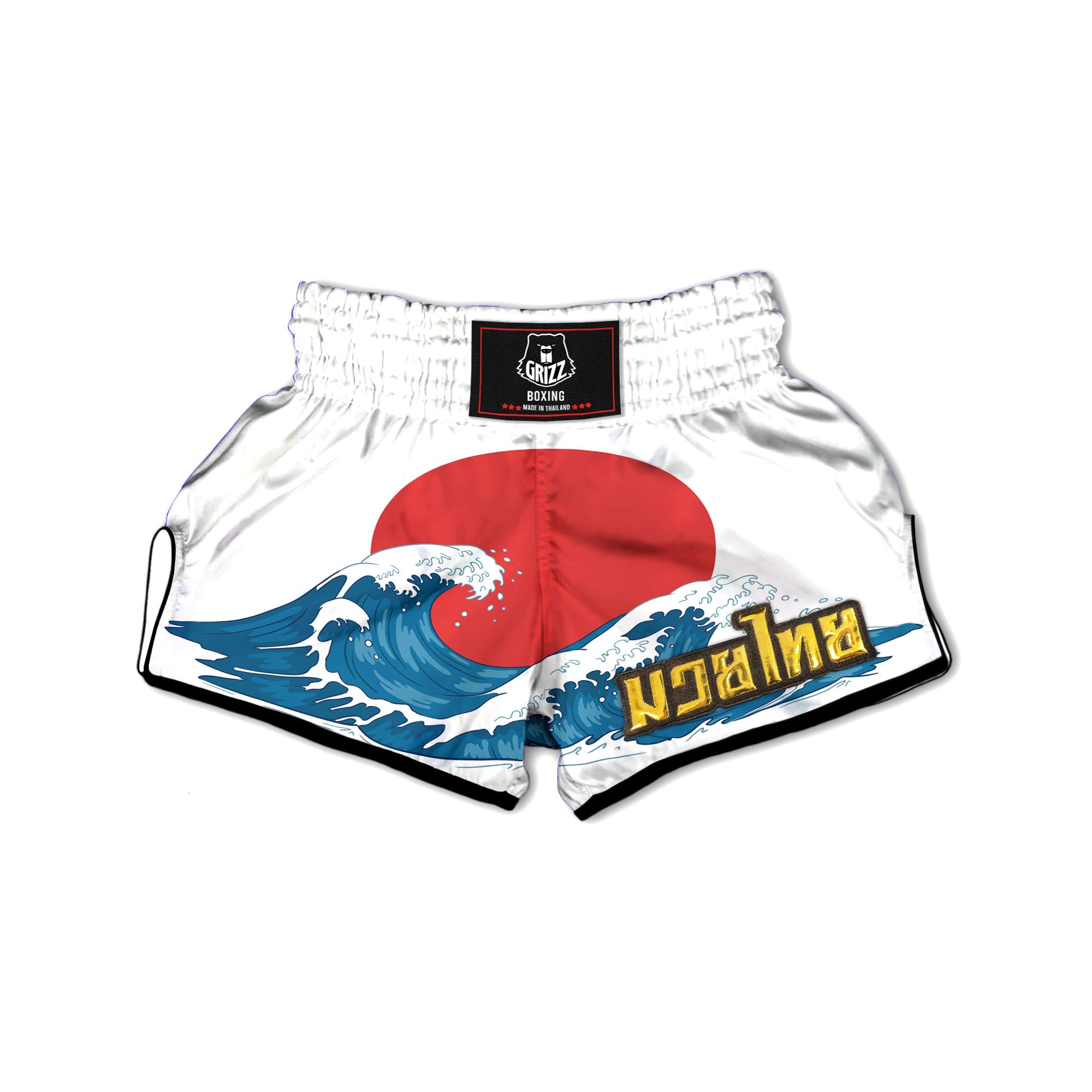 Japanese Wave And Vitage Sea Print Muay Thai Boxing Shorts-grizzshop