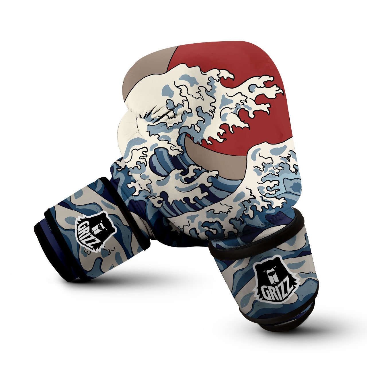 Japanese Wave Red Sun Print Boxing Gloves-grizzshop