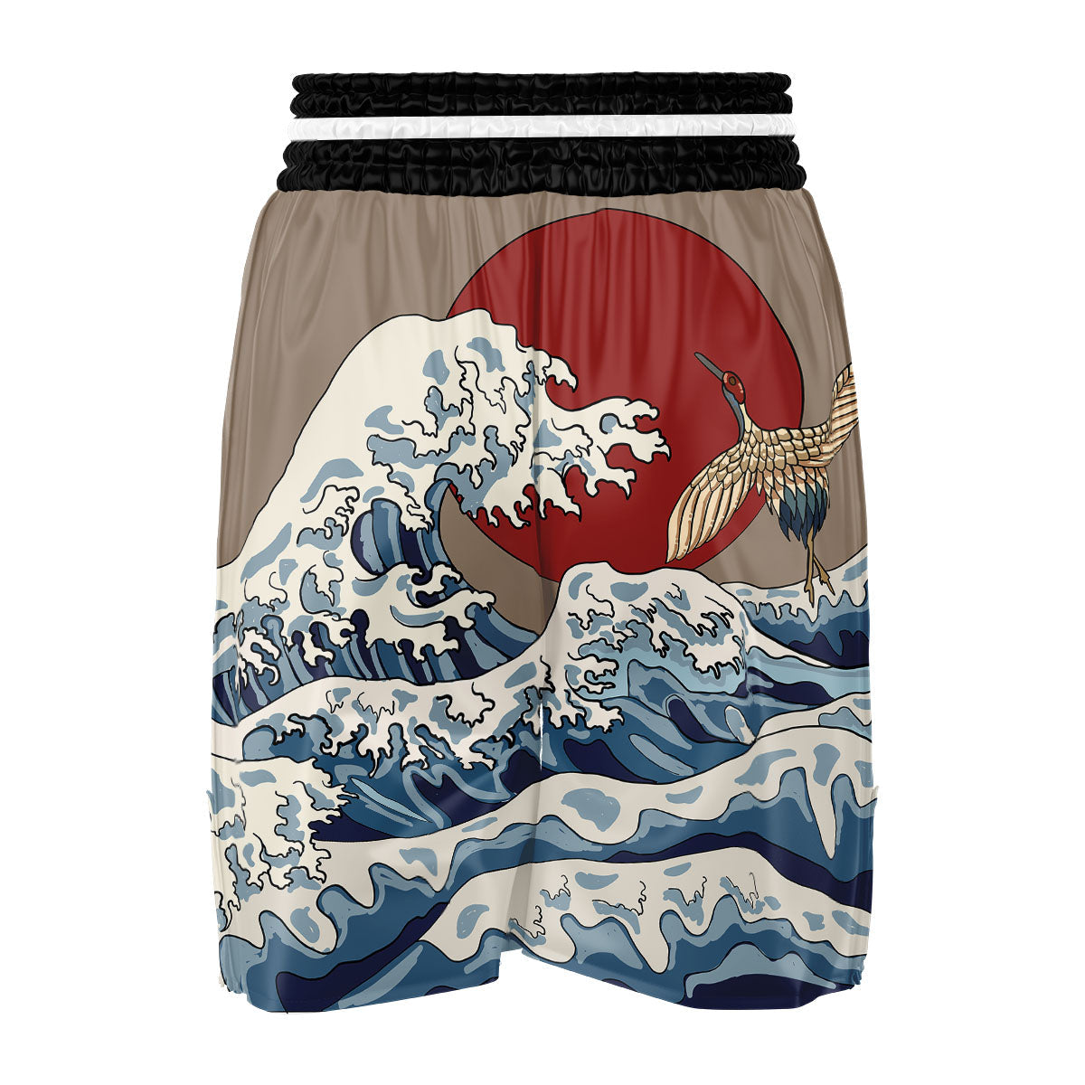 Japanese Wave Red Sun Print Boxing Shorts-grizzshop