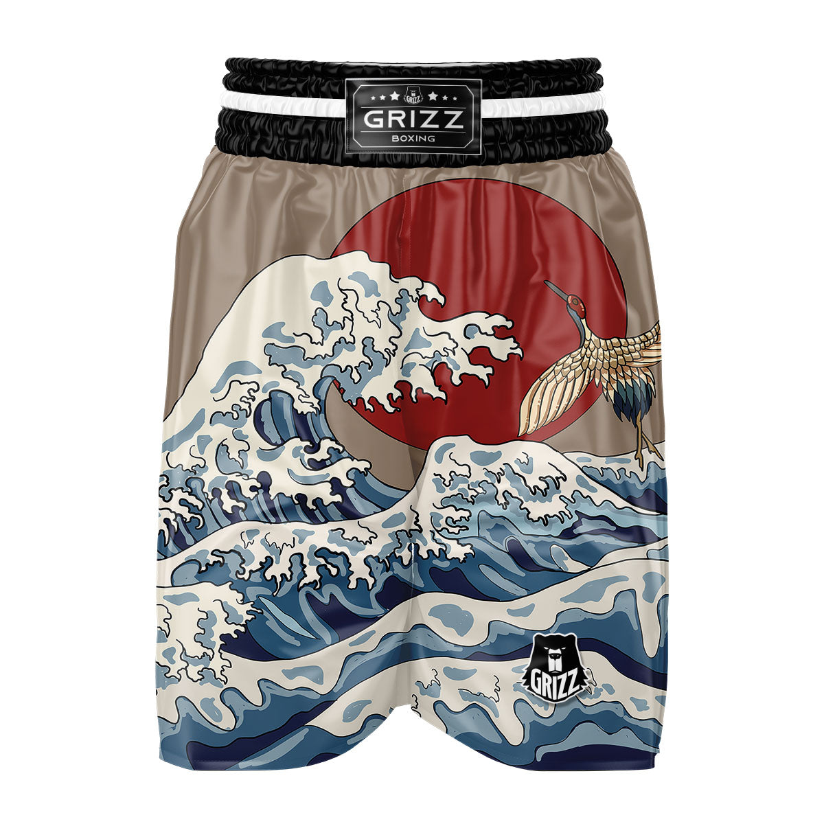Japanese Wave Red Sun Print Boxing Shorts-grizzshop