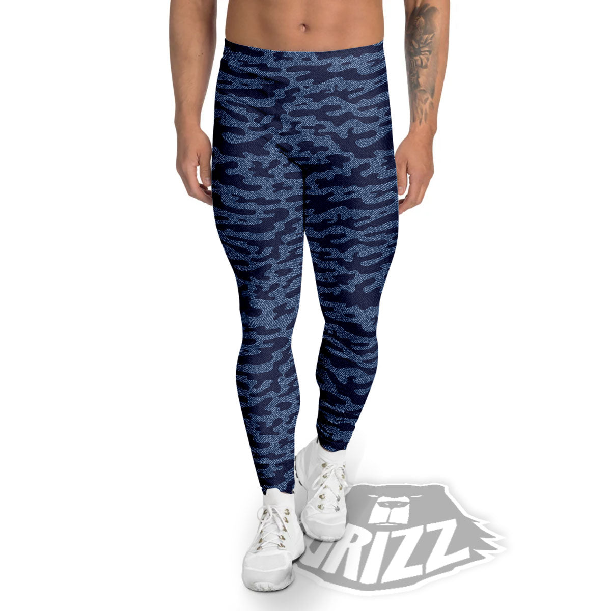 Jeans Camo Denim Print Pattern Men's Leggings-grizzshop