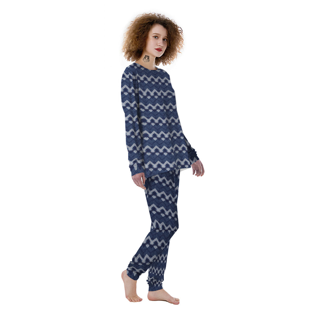 Jeans Geometric Denim Print Pattern Women's Pajamas-grizzshop