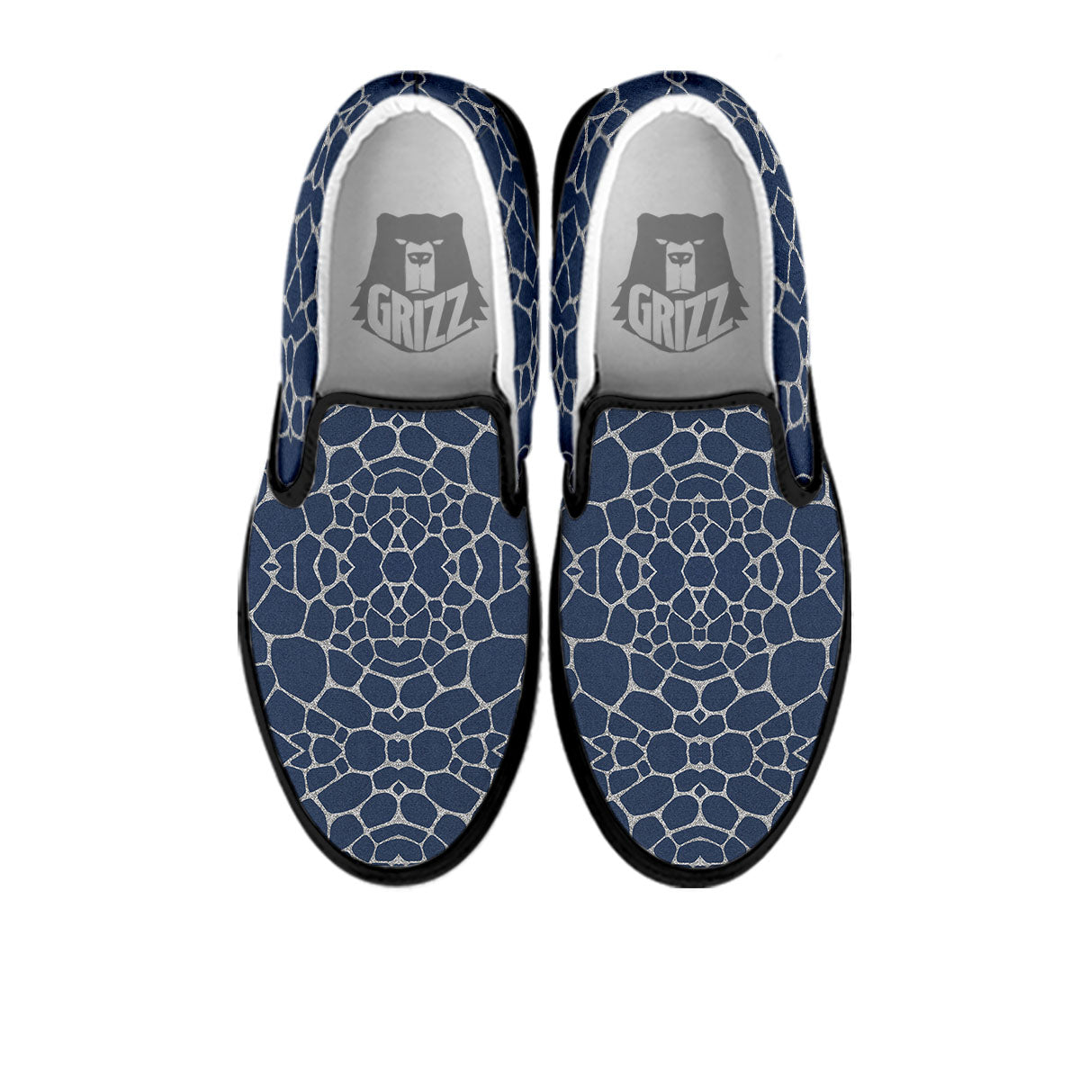 Jeans Giraffe Denim Print Pattern Black Slip On Shoes-grizzshop