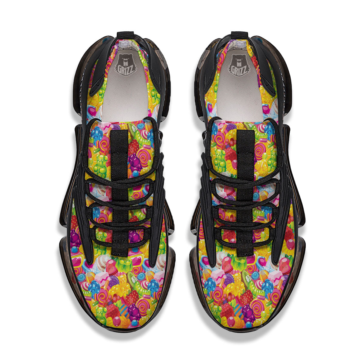 Jelly And Candy Print Pattern Black Gym Shoes-grizzshop