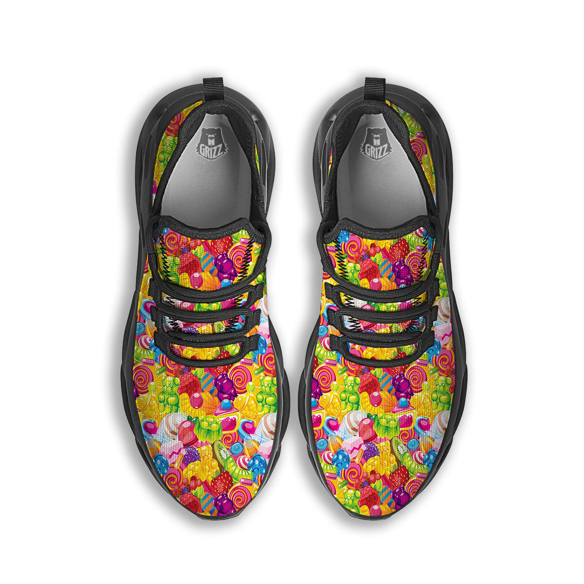 Jelly And Candy Print Pattern Black Running Shoes-grizzshop