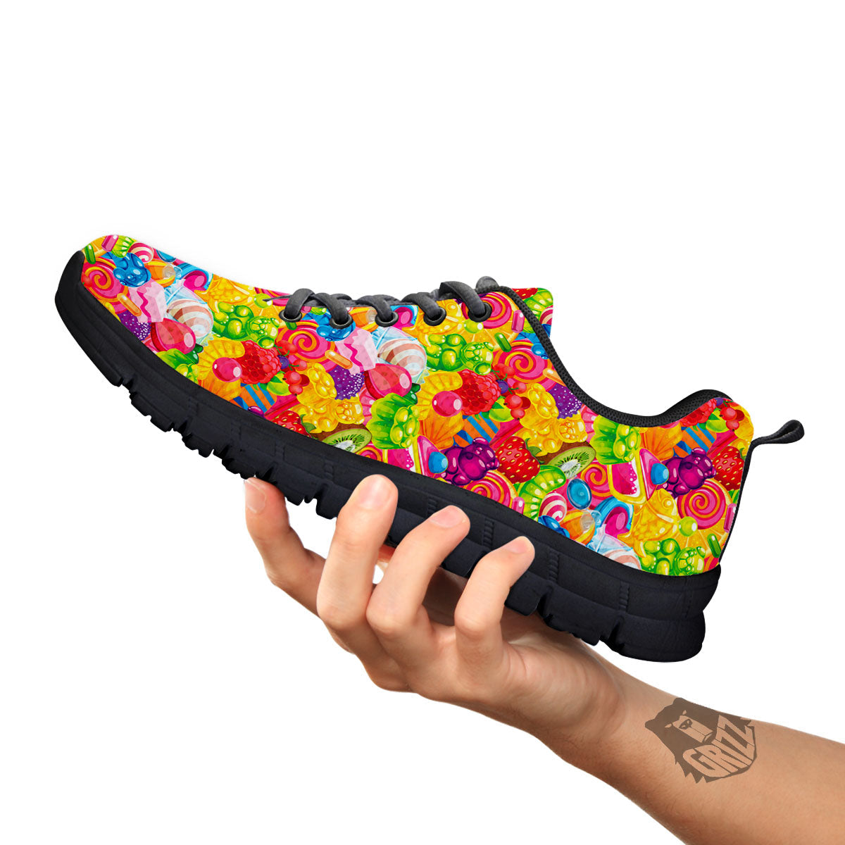 Jelly And Candy Print Pattern Black Sneaker-grizzshop