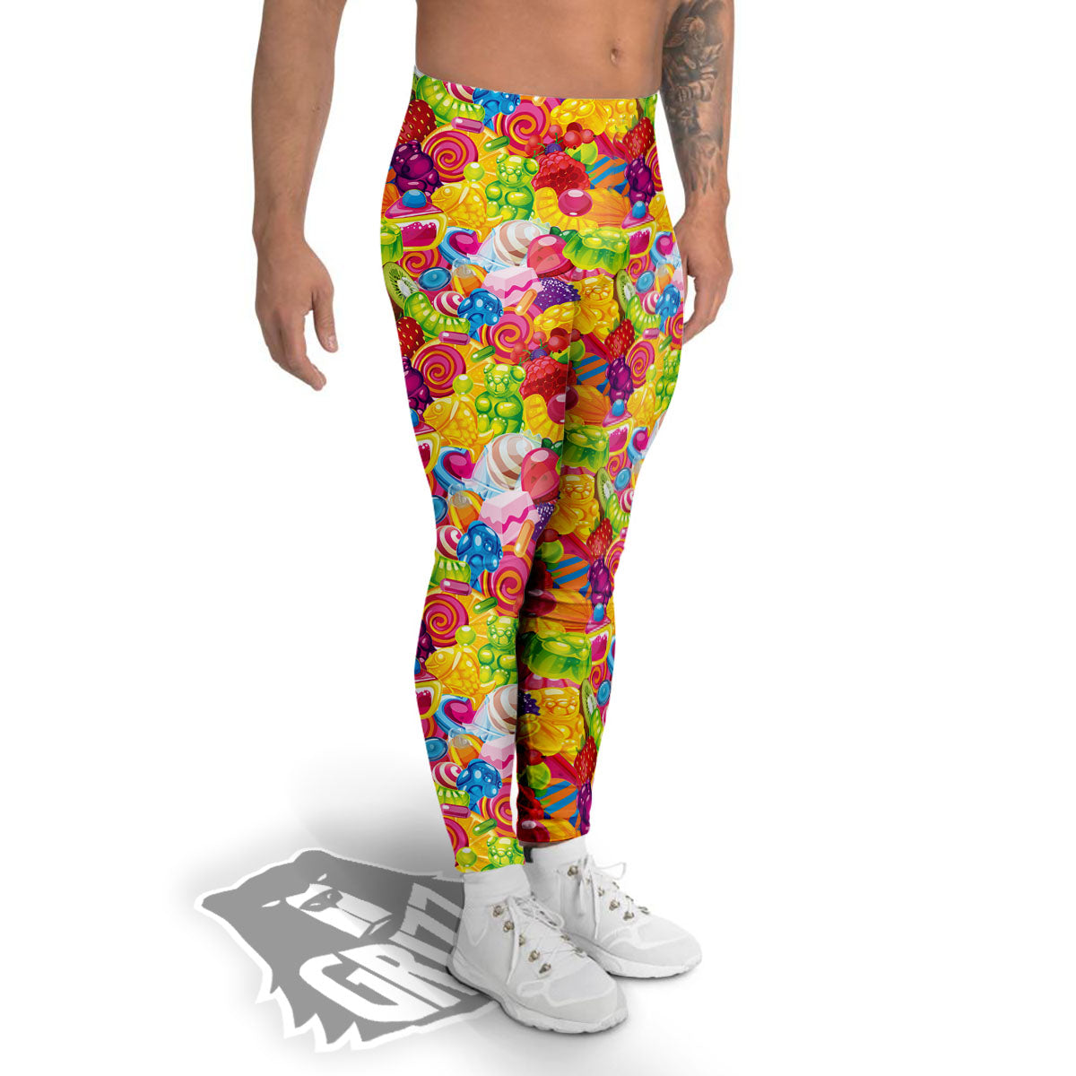 Jelly And Candy Print Pattern Men's Leggings-grizzshop