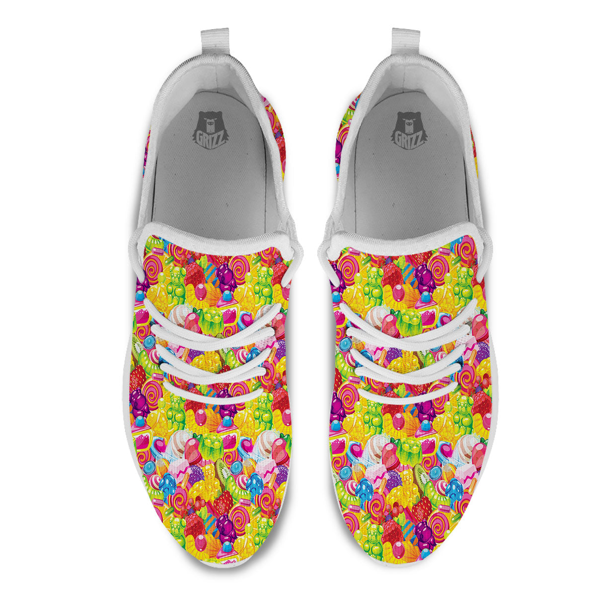 Jelly And Candy Print Pattern White Athletic Shoes-grizzshop