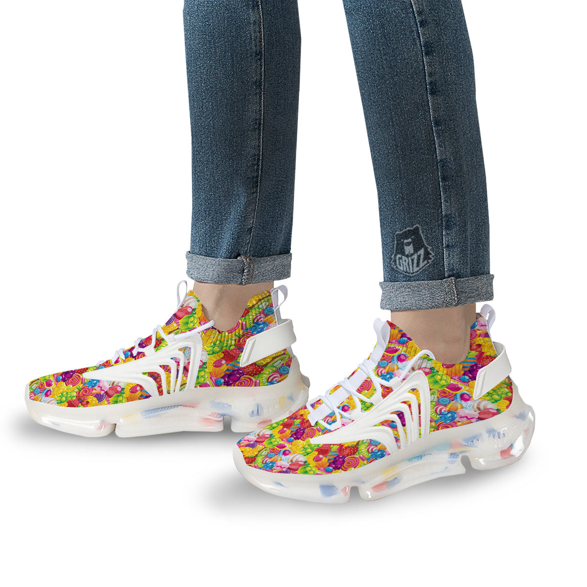 Jelly And Candy Print Pattern White Gym Shoes-grizzshop