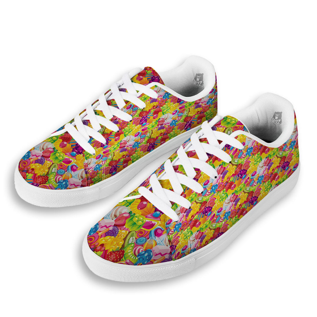 Jelly And Candy Print Pattern White Low Top Sneakers-grizzshop