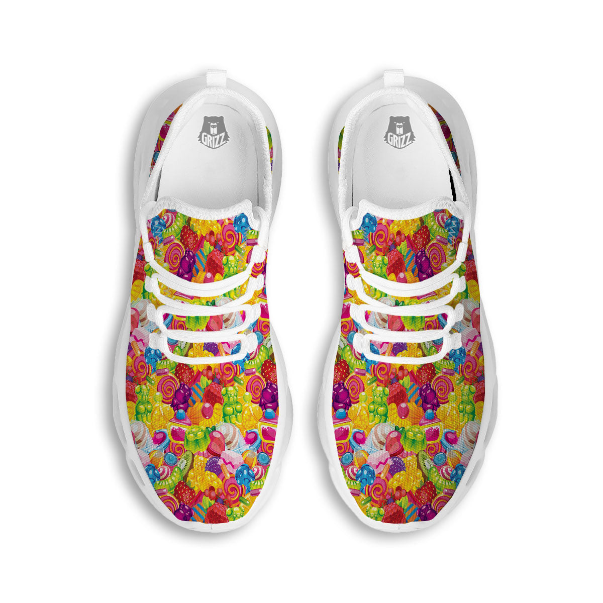 Jelly And Candy Print Pattern White Running Shoes-grizzshop