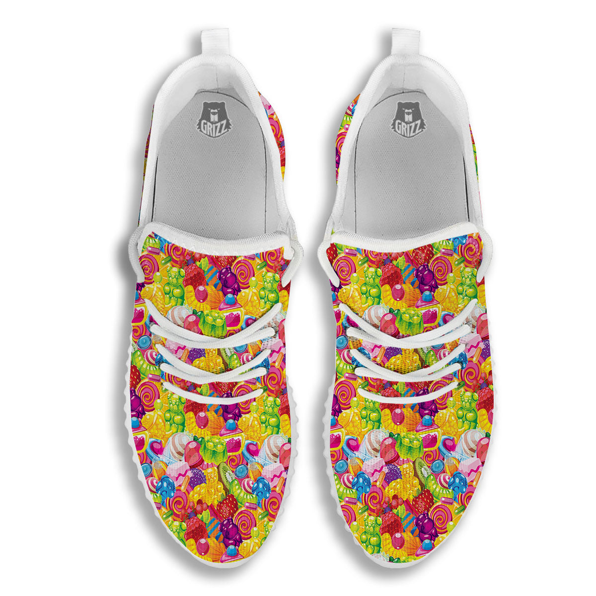 Jelly And Candy Print Pattern White Walking Shoes-grizzshop