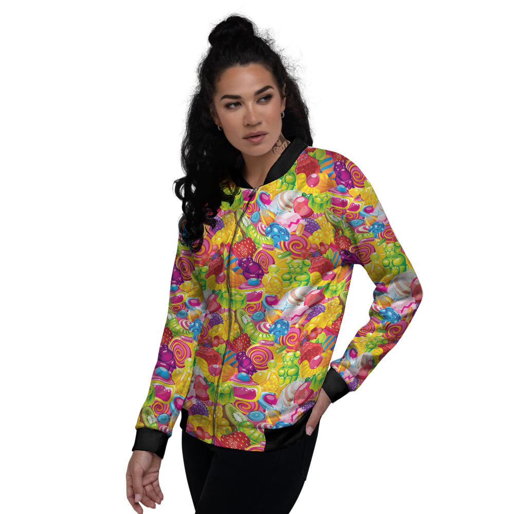 Jelly And Candy Print Pattern Women's Bomber Jacket-grizzshop