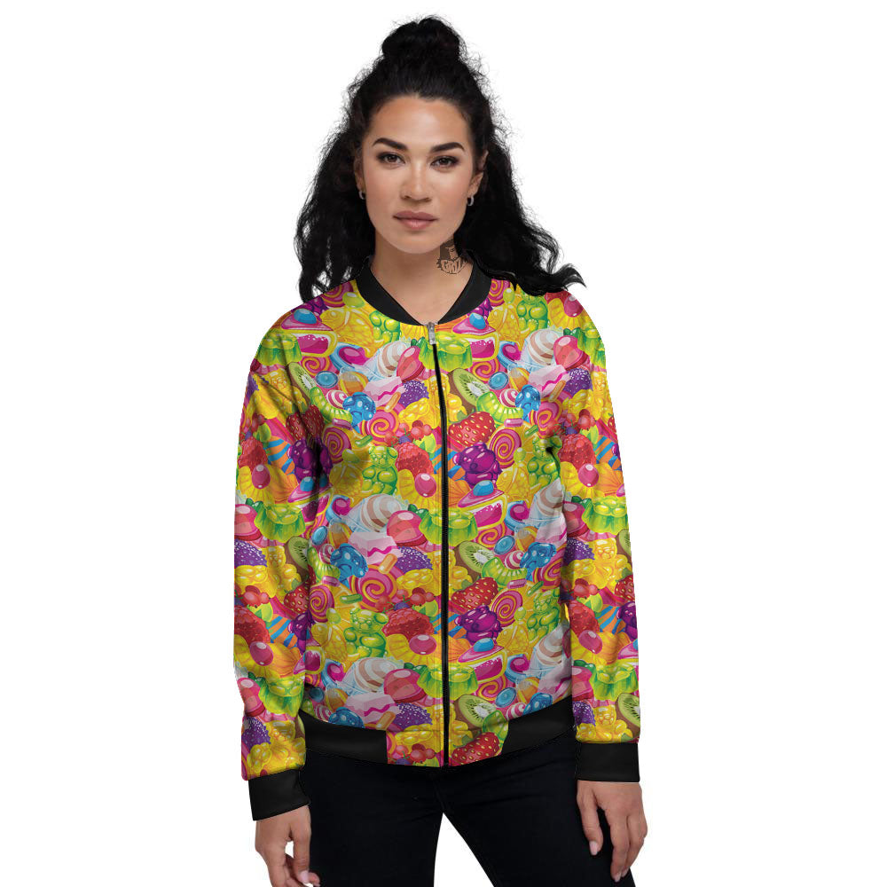 Jelly And Candy Print Pattern Women's Bomber Jacket-grizzshop