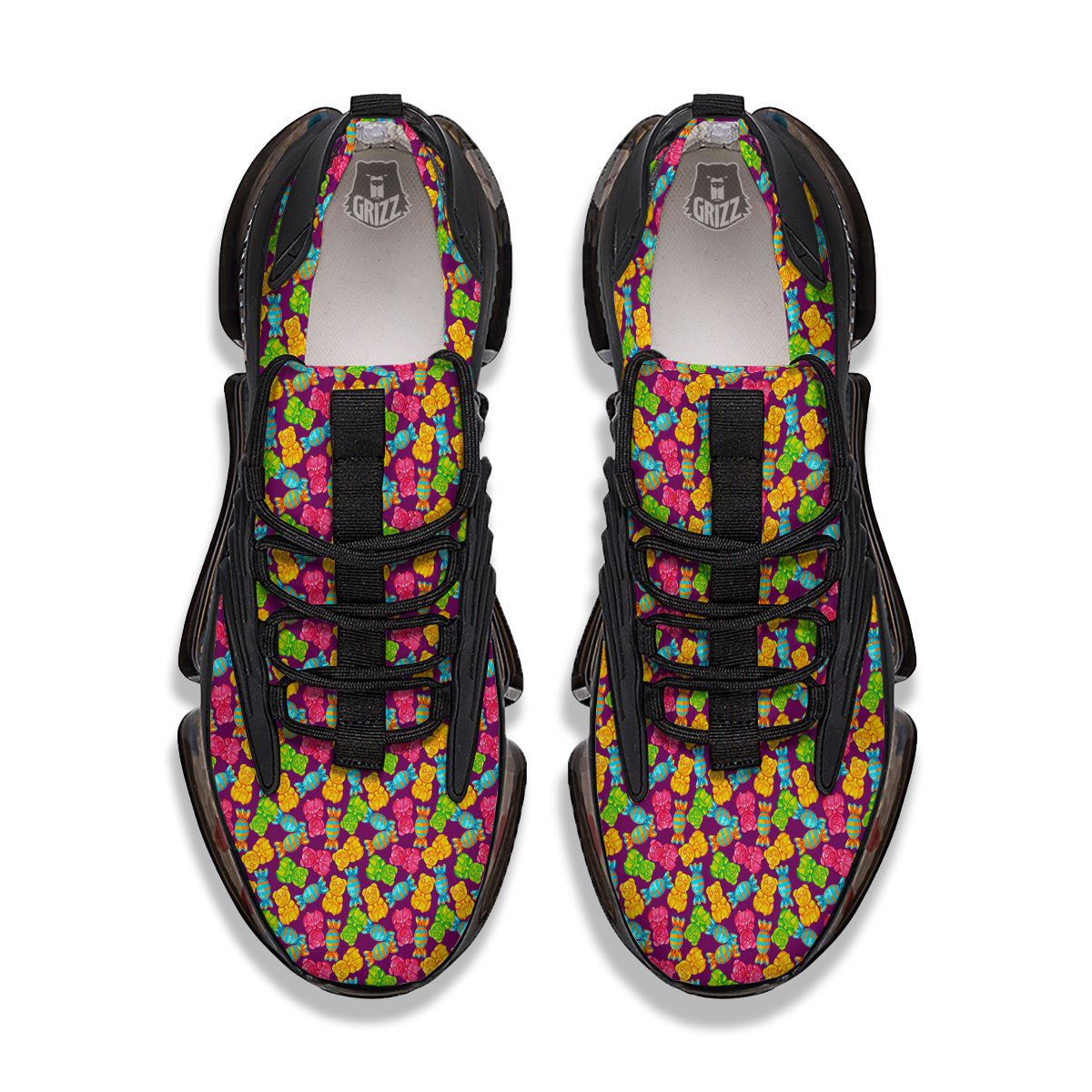 Jelly And Colorful Candy Print Black Gym Shoes-grizzshop