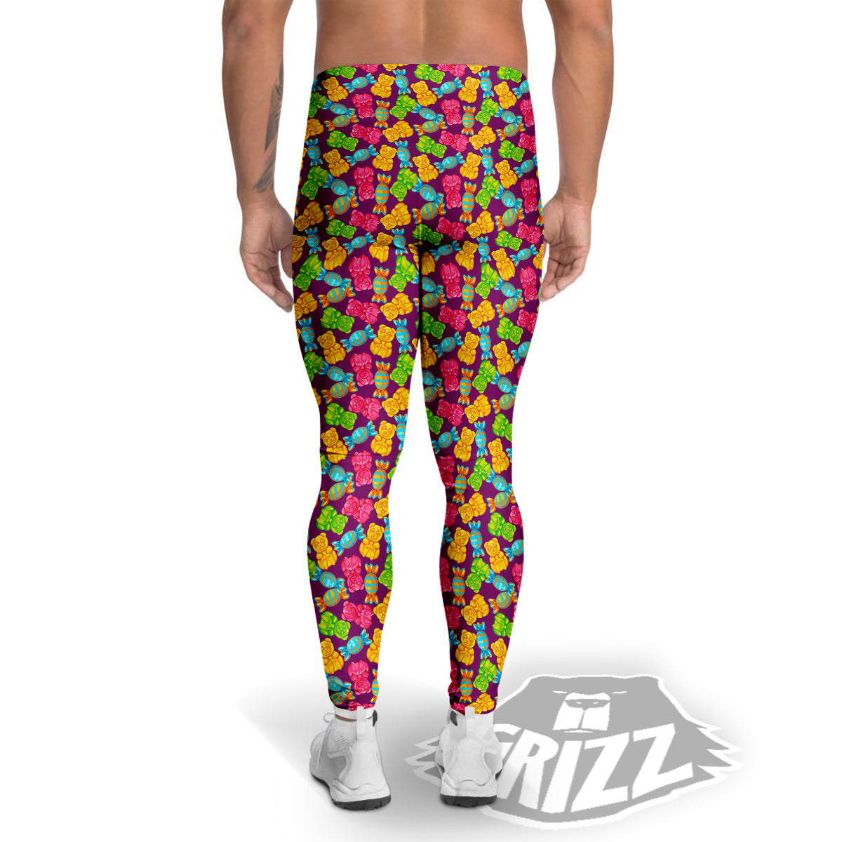 Jelly And Colorful Candy Print Men's Leggings-grizzshop