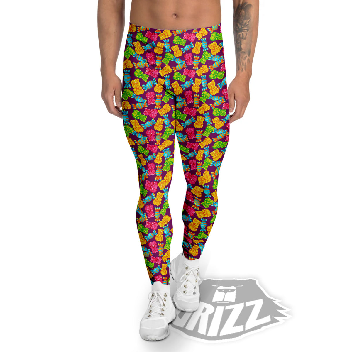 Jelly And Colorful Candy Print Men's Leggings-grizzshop