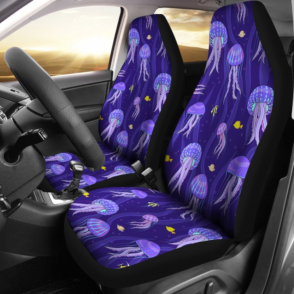 Jellyfish Cartoon Print Pattern Universal Fit Car Seat Cover-grizzshop