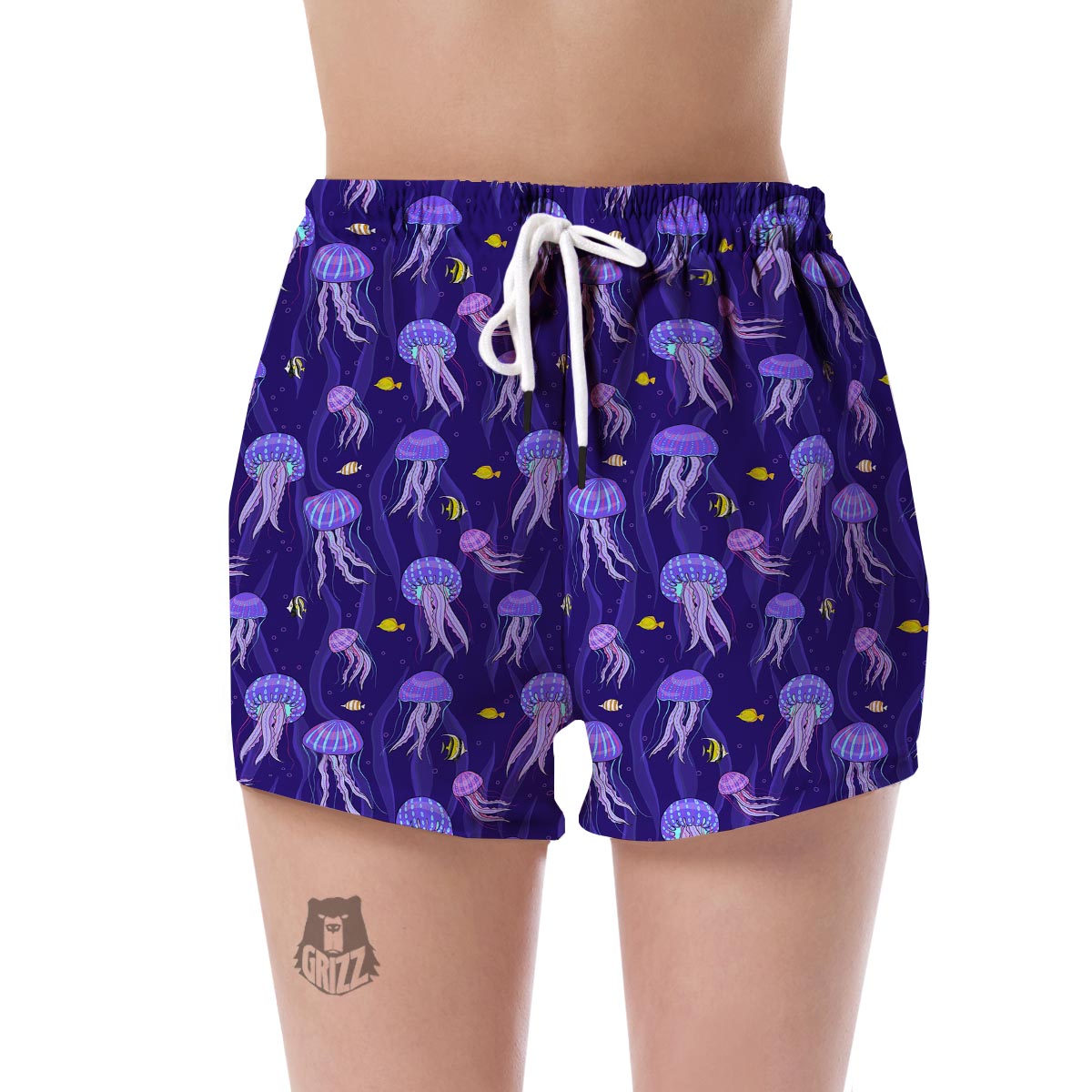 Jellyfish Cartoon Print Pattern Women's Shorts-grizzshop
