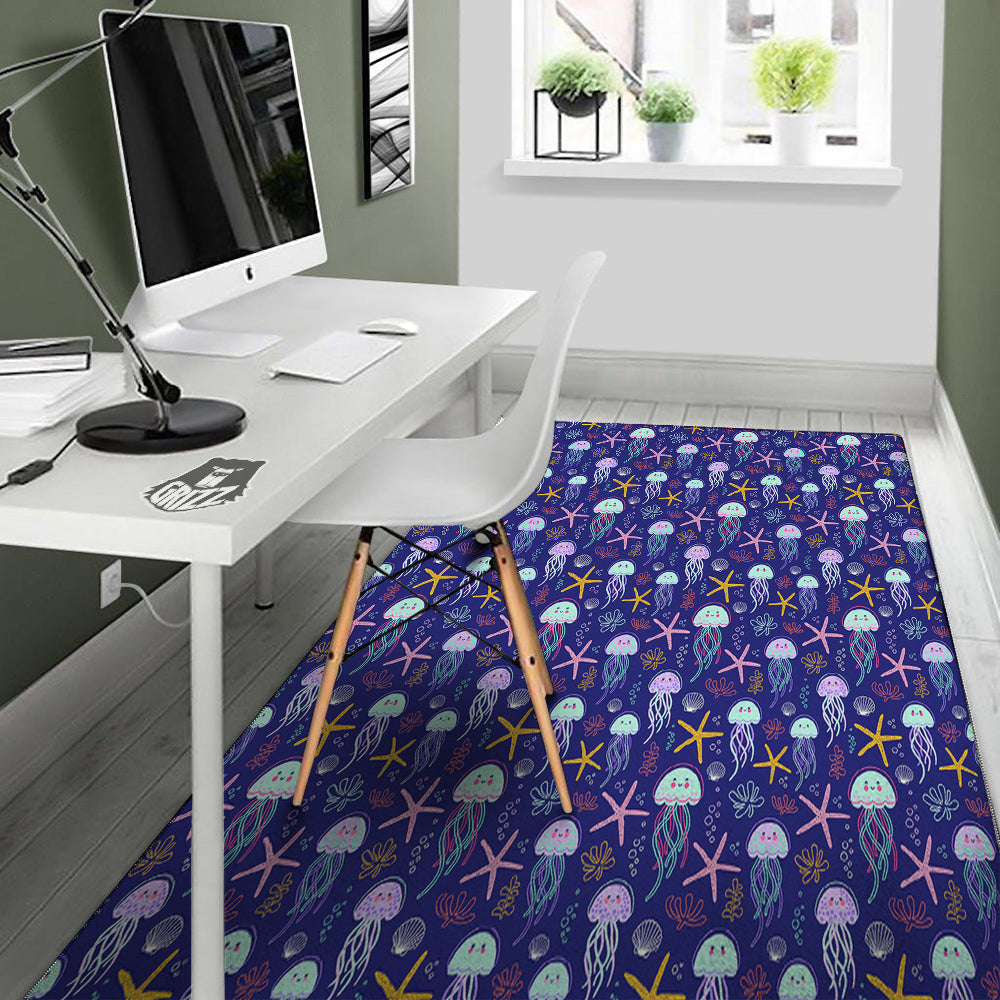 Jellyfish Cute Print Pattern Floor Mat-grizzshop