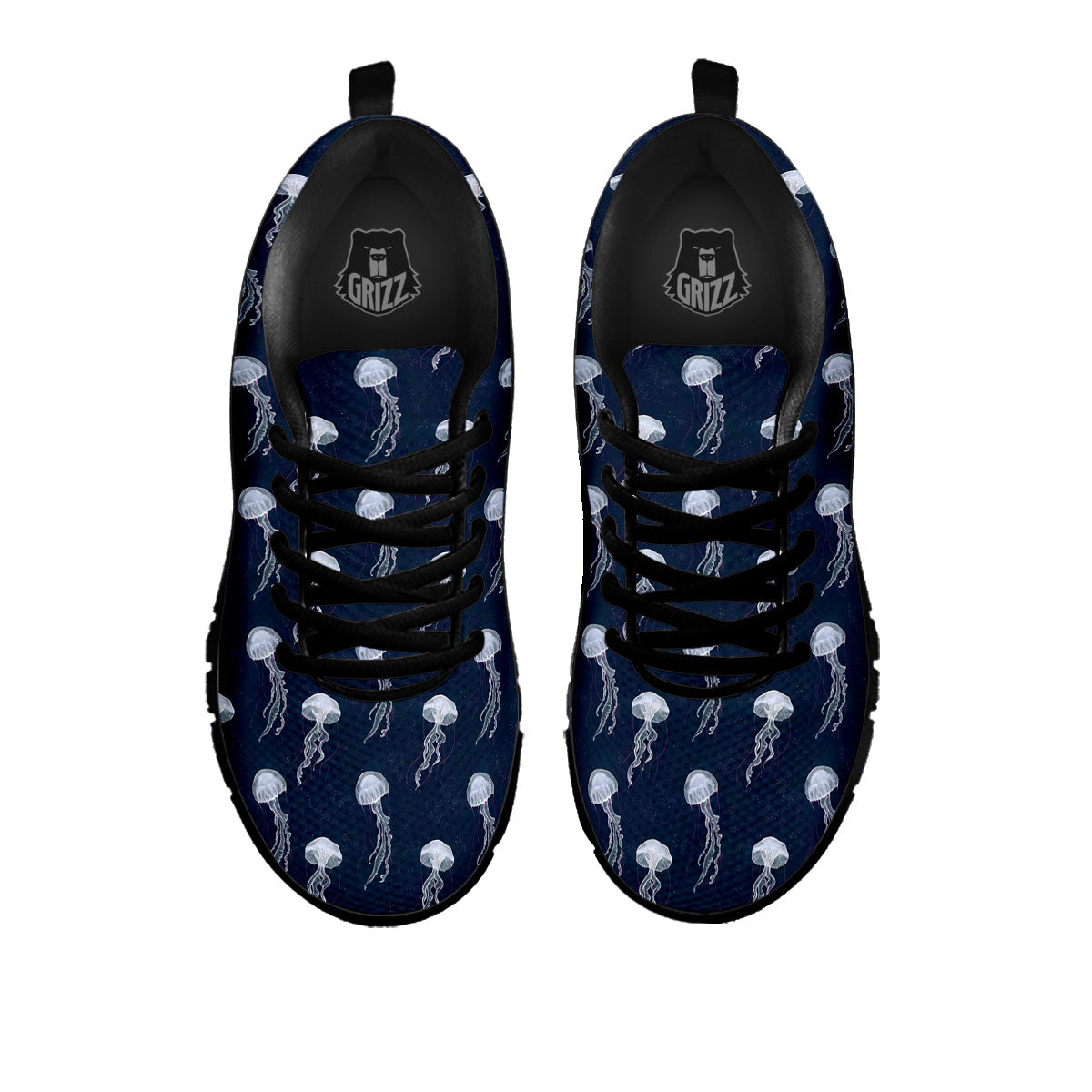 Jellyfish Fish Print Pattern Black Sneaker-grizzshop