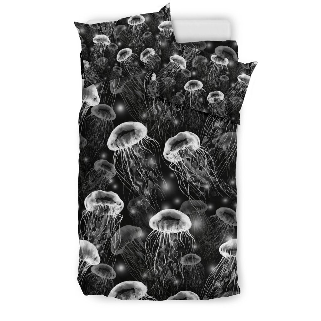 Jellyfish Pattern Print Duvet Cover Bedding Set-grizzshop