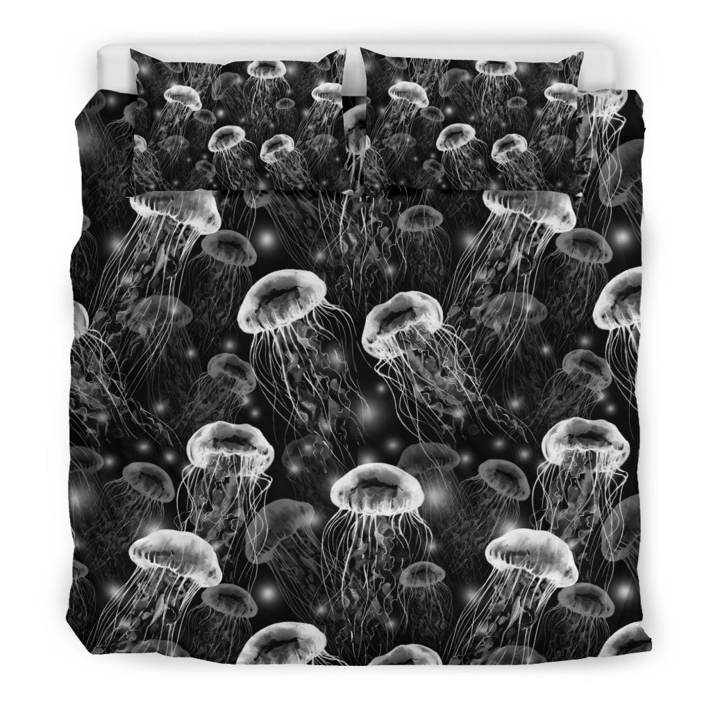 Jellyfish Pattern Print Duvet Cover Bedding Set-grizzshop