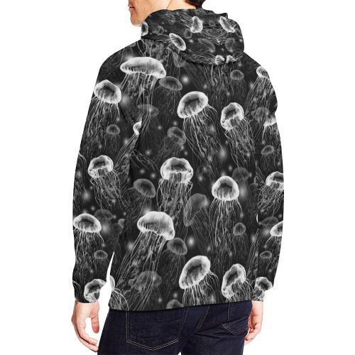 Jellyfish Pattern Print Men Pullover Hoodie-grizzshop