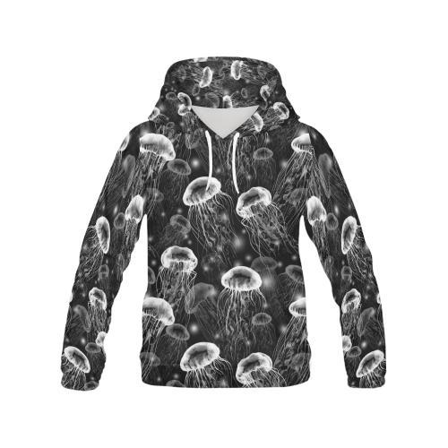 Jellyfish Pattern Print Men Pullover Hoodie-grizzshop