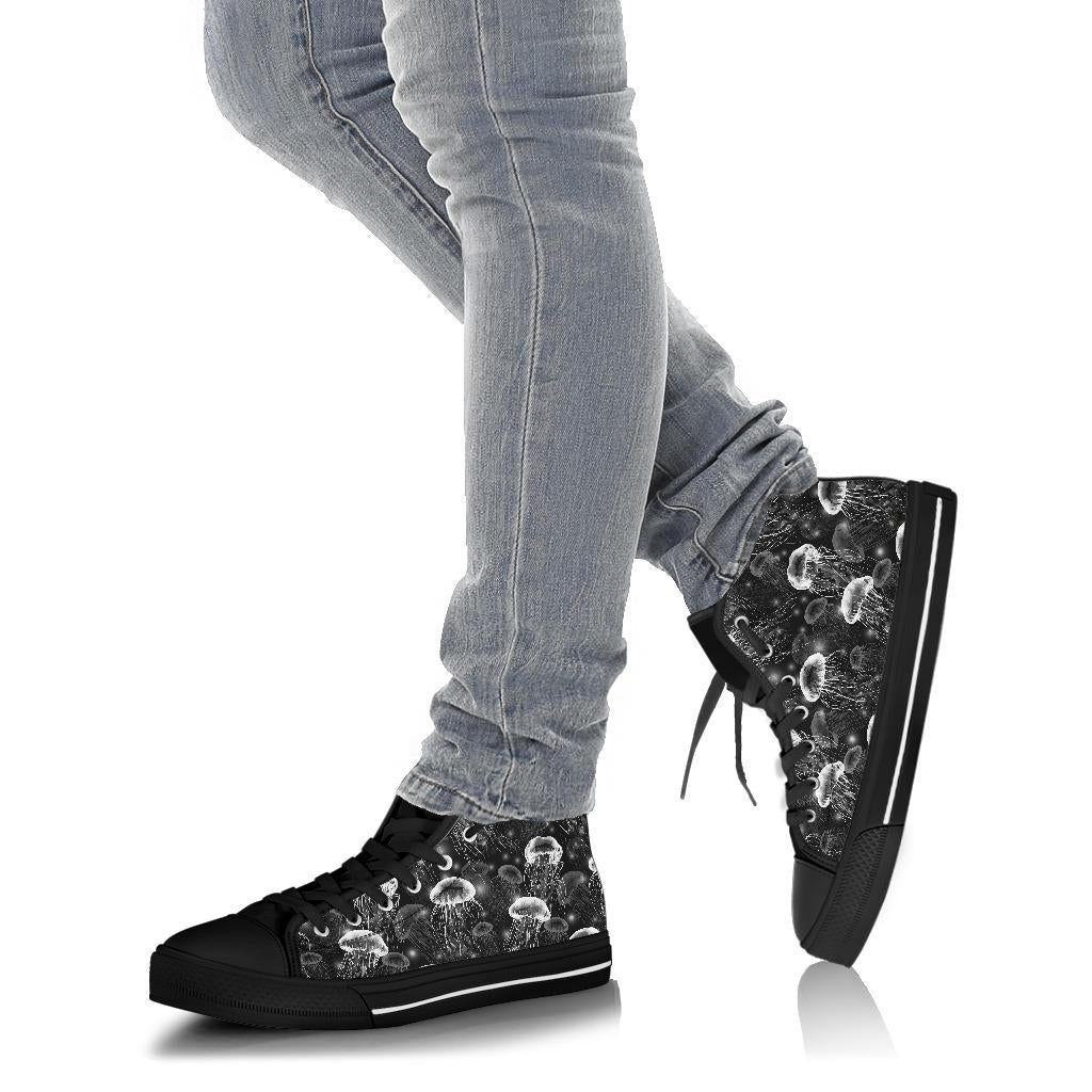 Jellyfish Pattern Print Men Women's High Top Shoes-grizzshop