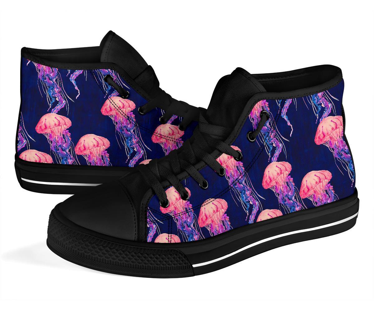 Jellyfish Print Pattern Men Women's High Top Shoes-grizzshop