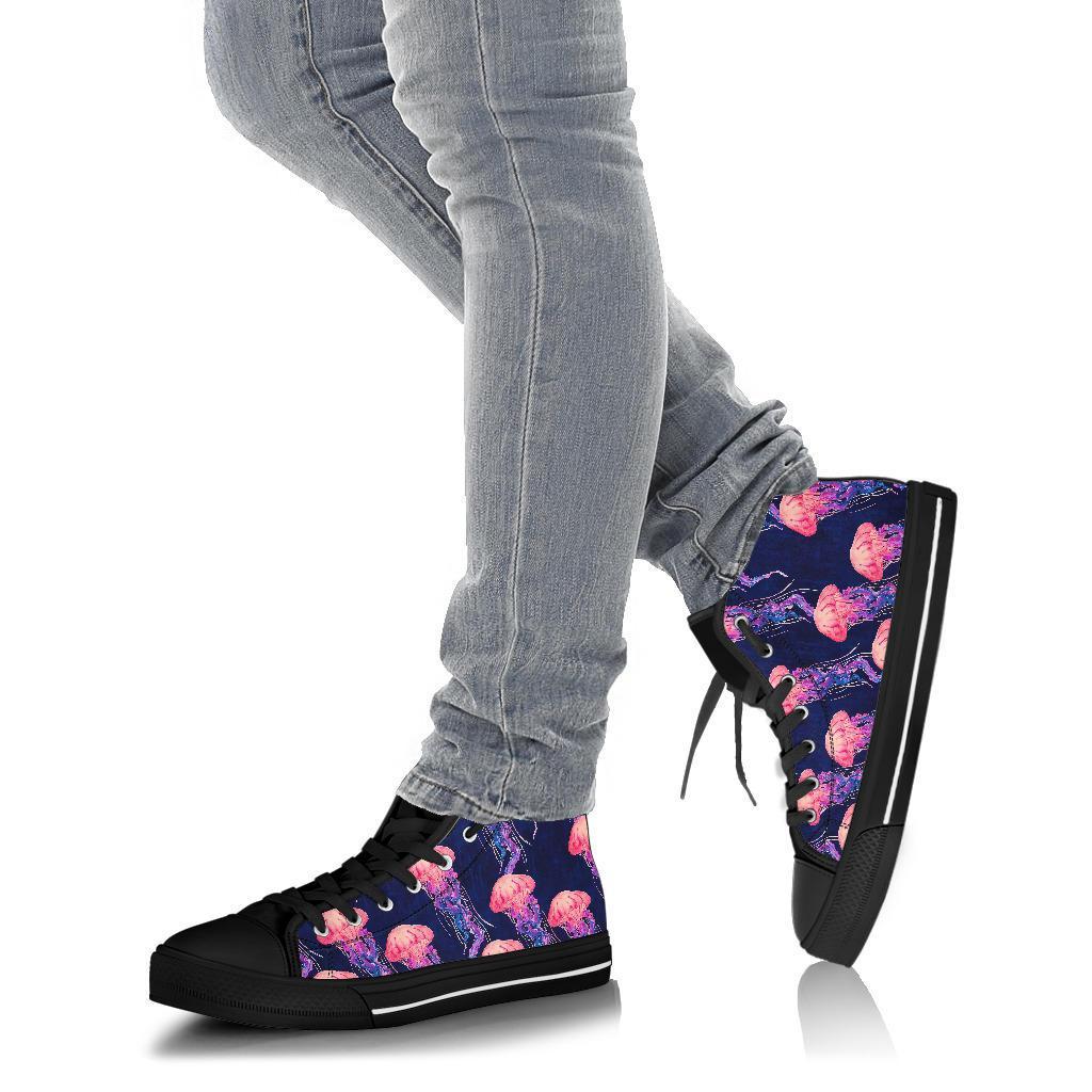 Jellyfish Print Pattern Men Women's High Top Shoes-grizzshop