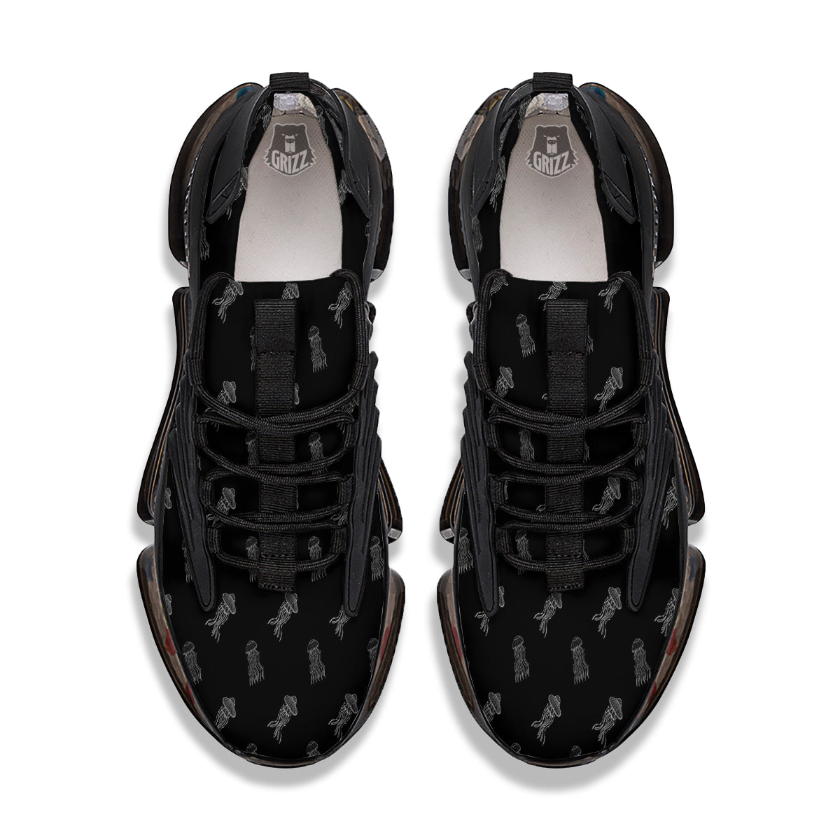 Jellyfish Zentangle Print Pattern Black Gym Shoes-grizzshop