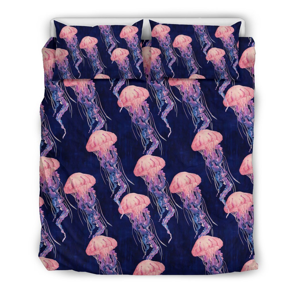 Jellyfish Print Pattern Duvet Cover Bedding Set-grizzshop
