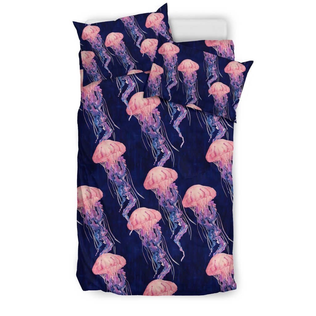 Jellyfish Print Pattern Duvet Cover Bedding Set-grizzshop