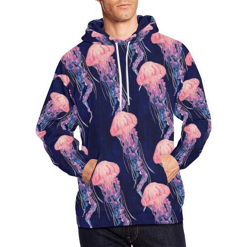 Jellyfish Print Pattern Men Pullover Hoodie-grizzshop