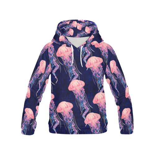 Jellyfish Print Pattern Women Pullover Hoodie-grizzshop