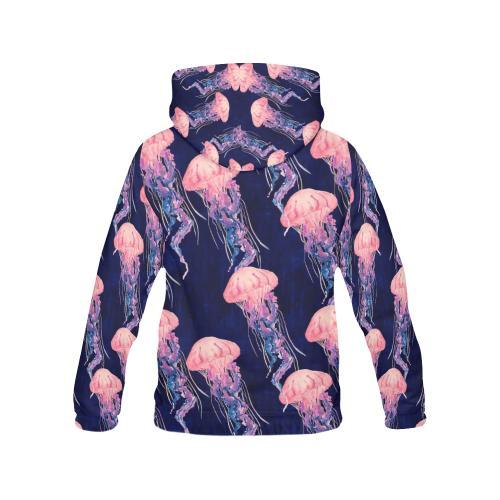 Jellyfish Print Pattern Women Pullover Hoodie-grizzshop
