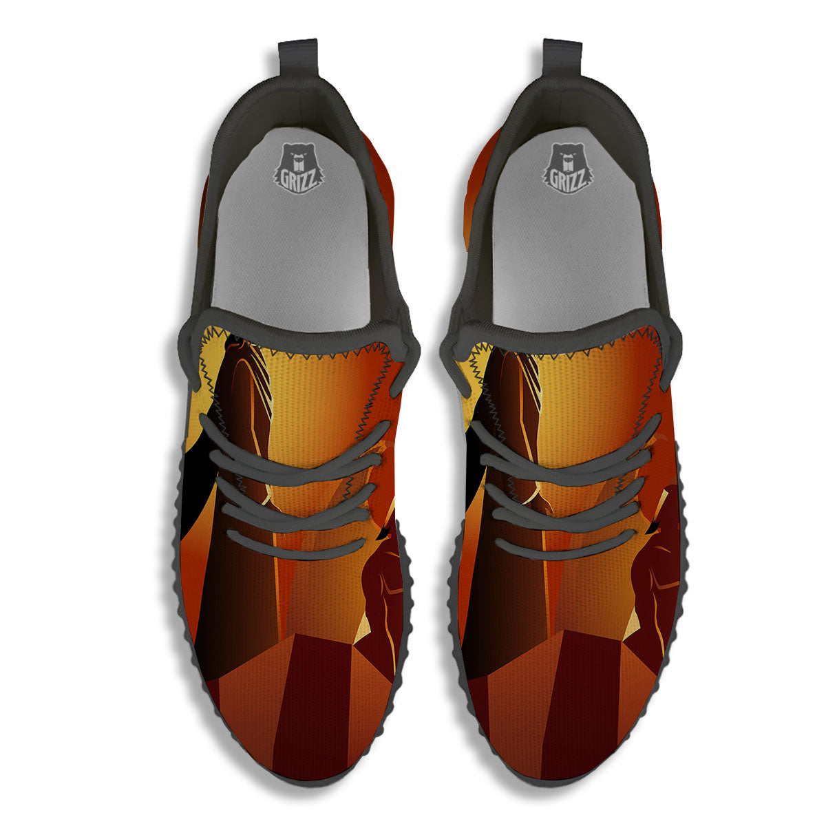 Jesus Christ And Satan Print Black Walking Shoes-grizzshop