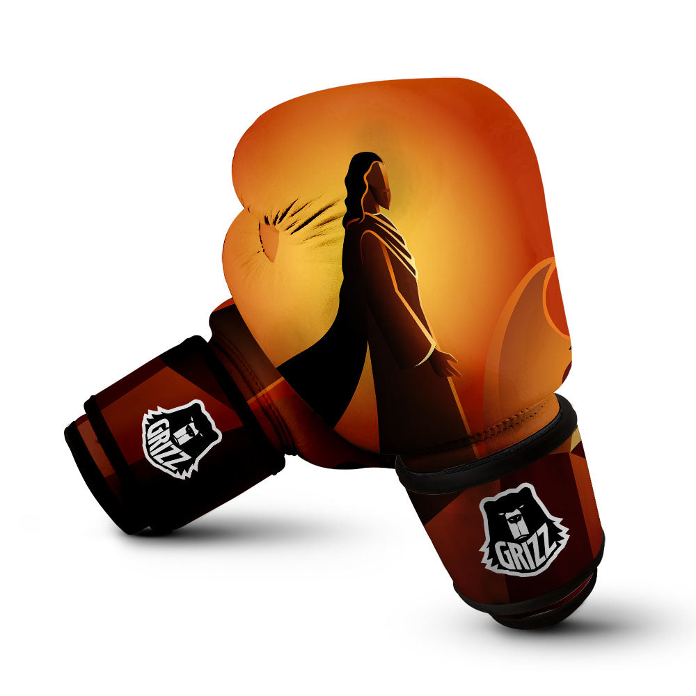 Jesus Christ And Satan Print Boxing Gloves-grizzshop