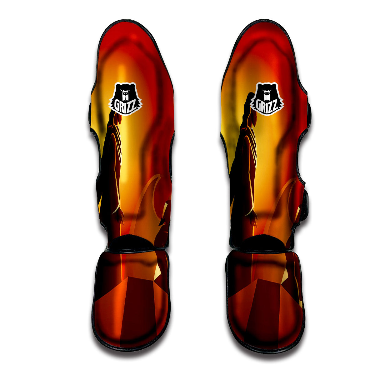 Jesus Christ And Satan Print Muay Thai Shin Guards-grizzshop