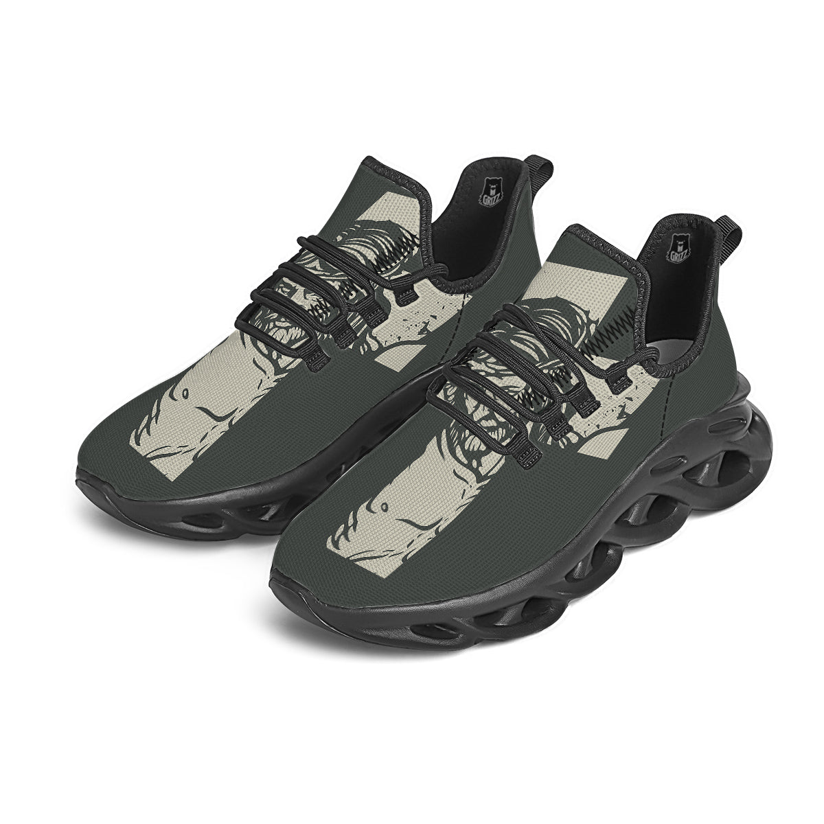 Jesus Christ Crucifixion Print Black Running Shoes-grizzshop