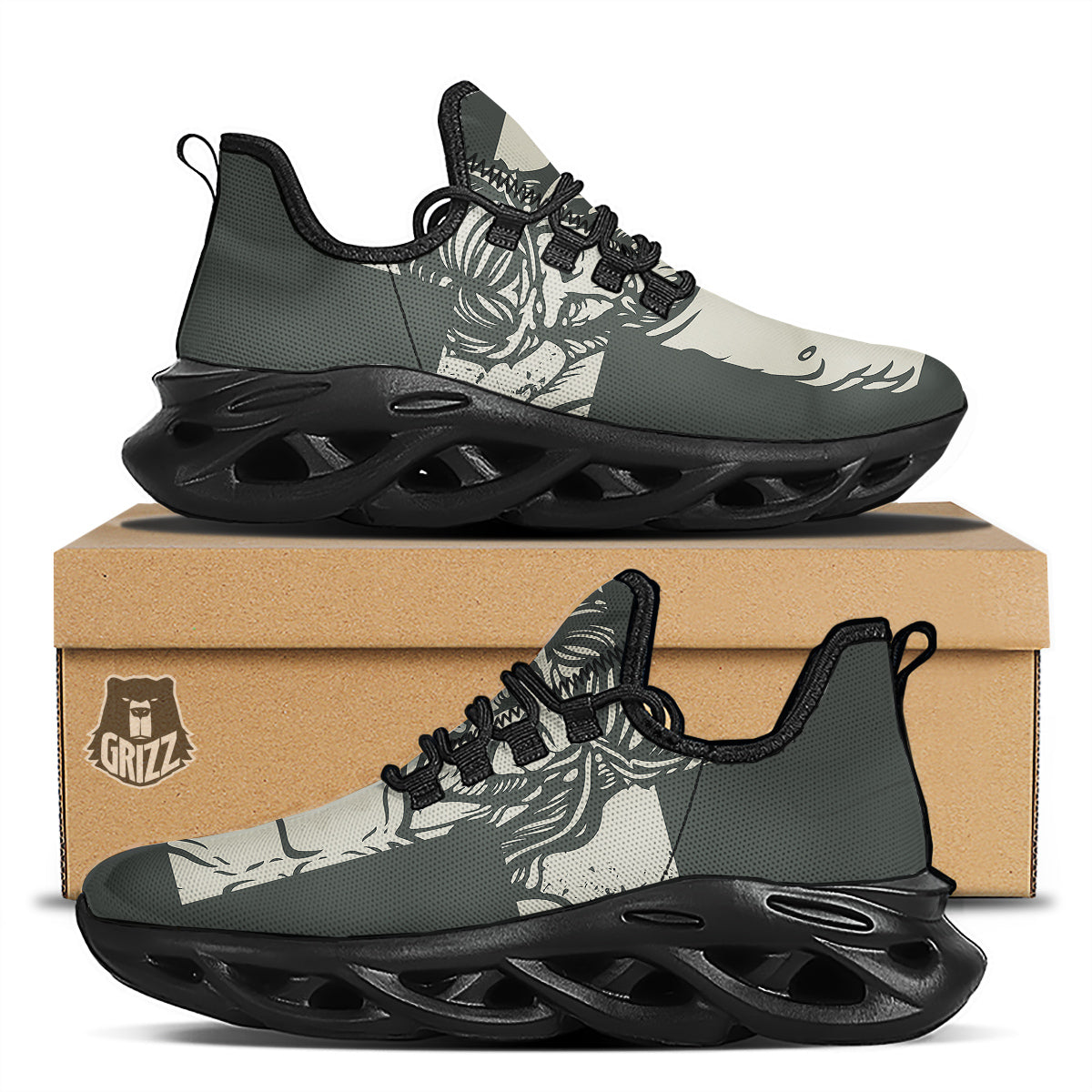 Jesus Christ Crucifixion Print Black Running Shoes-grizzshop